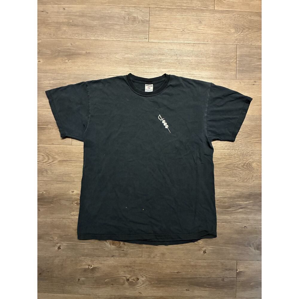 Vintage Three Olives Vodka Jerzees T-Shirt Mens XL Black Graphic Drink Fun Party